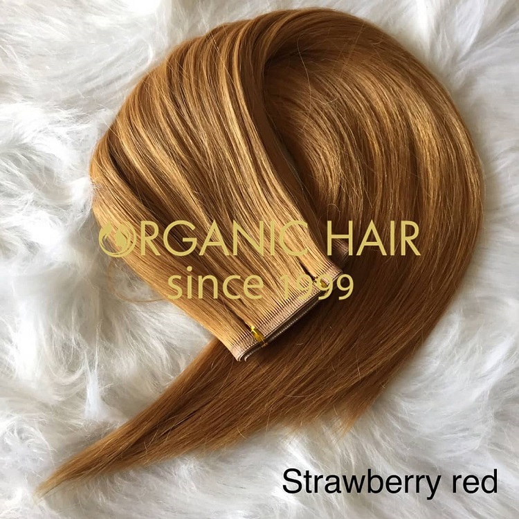 Top quality cuticle seamless wefts strawberry red color supplier  RB18